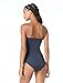 Michael Kors Swimwear Women's Lace Up Bandeau One Piece Swimsuit, New Navy, 8
