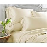 Grandeur Linens 800 Thread Count Four (4) Piece King Size Ivory Solid Bed Sheet Set, 100% Egyptian...