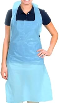 Premium Disposable Aprons for Women & Men (Blue, 200 Pack), 700mm x 1170mm Polyethylene Aprons for Adults, 16 Microns Flat Packed Bulk Aprons (NHS Size and spec)