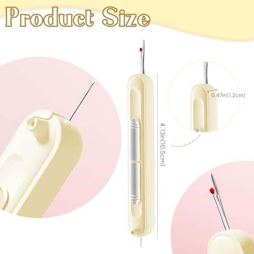 Image of HASTHIP 2 in 1 Needle Threader Seam Ripper, Automatic Sewing Machine Opening Machine Quilting Supplies Sewing Kit Rapid Sewing Machine Circular Sewing Machine, Beige