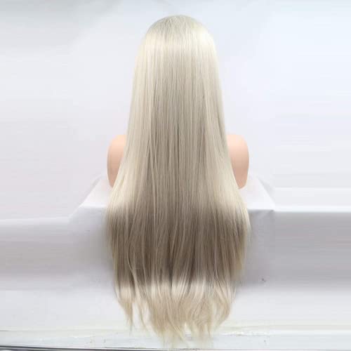 Perruque blonde ombrée dentelle frontale nouée main qualité supérieure - 6