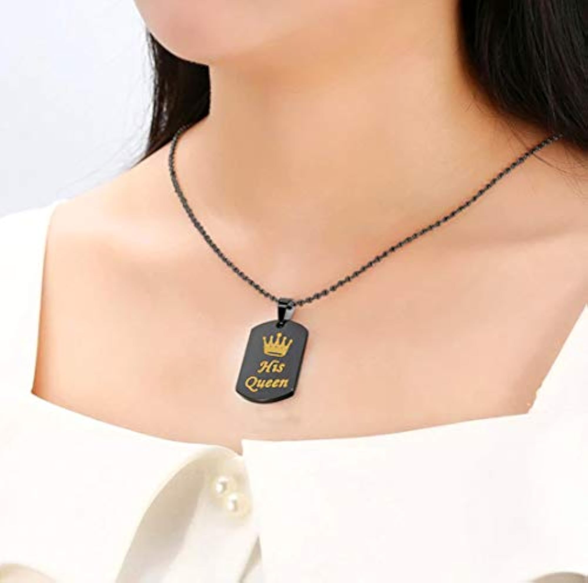 His & Her King and Queen Matching Pendant Necklace Set