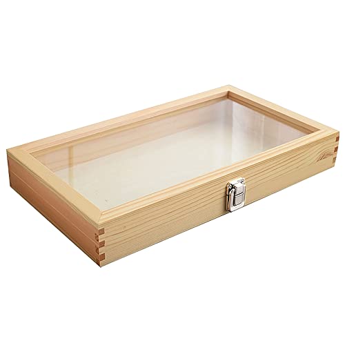 Holzkiste mit Deckel, Acryl-Vitrine Dekorative Vitrin aus Echtholz, Schmuckschatulle mit Deckel aus...