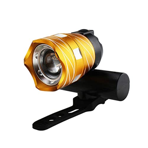 GRIRIW Mountain Bike Headlight Flashlight for Night Riding Mounts for Handlebars and Helmets Compact Design for Versatile Use Golden Color