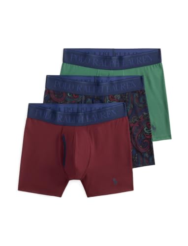 Image of POLO RALPH LAUREN Men's Underwear Boxer Briefs Pack, 3-Pack, 4D Flex Cooling Microfiber Underwear, Wicking Boxer Briefs