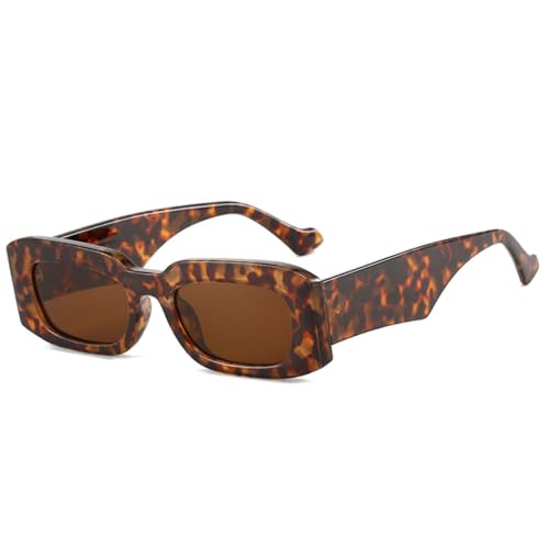 Lunettes de soleil carrées dégradées avec monture rétro thé léopard