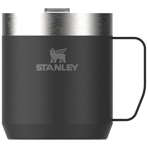 Stanley Classic Legendary Camp Mug Termo Café 0.35L - Aislamiento al Vacío de Doble Pared - Vaso Termico Café de Acero Inoxidable - Taza Café Sin BPA - Apta Para Lavavajillas - Matte Black