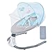 BHDK Balançoire pour bébé, télécommande Amovible 4 balançoires 4 Modes de synchronisation Chaise de balançoire pour bébé Nouveau-né avec Musique Bluetooth, Ceinture de sécurité Berceau électrique