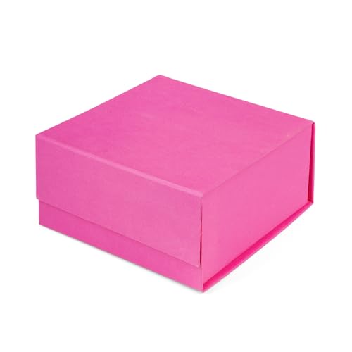 AL FAKHAMA Magnetic Gift Box with Collapsible Lid Matte Black Glossy Gold & Bright Pink Rigid Folding Gift Box for Small Business Events & Gifting - 1 Box (Bright Pink 16x16x8 CM)