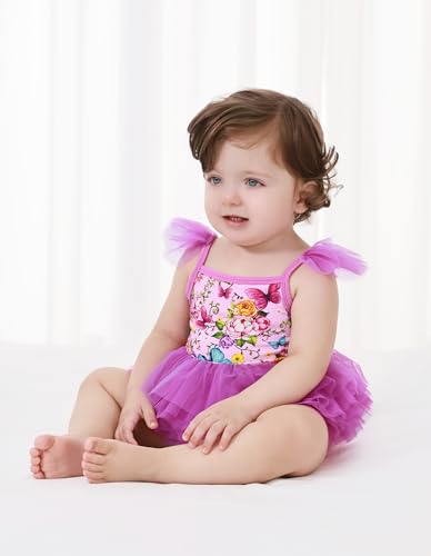 Baby Girls Camisole Bodysuit Toddler Ruffled Tulle Dress Sleeveless Summer Outfit Viscose from Bamboo Outfits 3-24M4