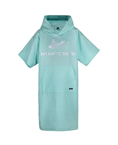 ATLANTIC SHORE | Surf Poncho | Travel Edition aus 100% Baumwolle (Waffelpiqué) | Unisex | Travel für Erwachsene in Mint | Long (ab 175 cm)