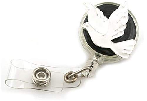Dove ID Badge Holder - Retractable ID Name Tag Badge Reel Clip On with Spring Pinch Clip for Name Badges LabelsWith Warranty