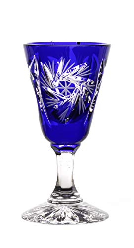 Likörglas Likörkelch Schnapsglas Wodka geschliffen Blau Kristallglas 25 ml