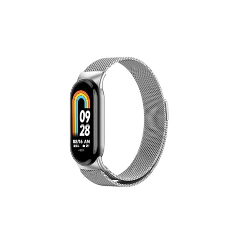 for Xiaomi Smart Band 10/9/8�����o���h �~���l�[�[���b�V���x���g �X�e�����X�� for Xiaomi Band 10/9/8�}�O�l�e�B�b�N�X�g���b�v �}�O�l�b�g�����ߋ� �ʋC�� �ϋv���̂��� ���K �t�@�b�V���i�u���f�U�C�� ����