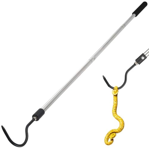 Image of Snake Hook, 35 inch-65 inch Reptile Snake Hook Heavy Duty Long for Ball Python Rattlesnakes Rattle Copperhead Removal with Sponge Grip and Stainless Steel Rubber Tip Hook (55inch)