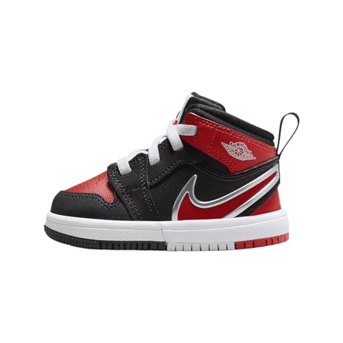 Jordan 1 Mid RM EasyOn Baby/Toddler Shoes (FQ1283-006, Black/White/University Red) Size 4