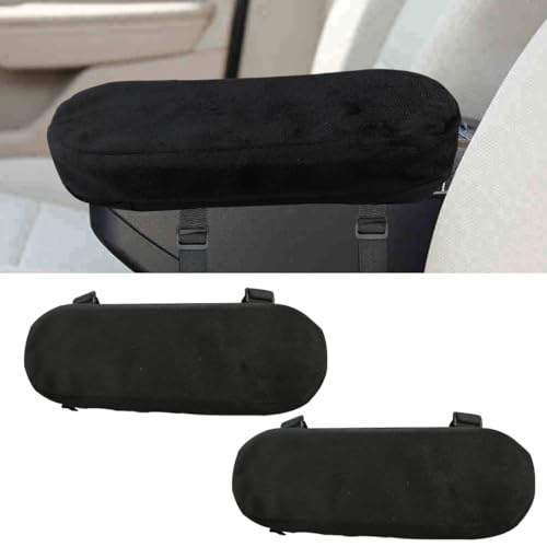 2PCS Car Seat Armrest Covers, Soft & Comfortable Office Chair Arm Pad, Anti-Scratch Car Armrest Cushion, Universal Car Armrest Pillow Protector Cover for Most Cars (Black)