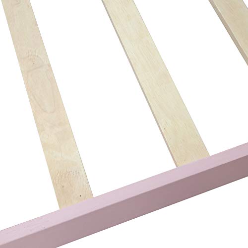 Wood Platform Bed Twin Bed Frame Mattress Foundation Sleigh Bed With Headboard/Footboard/Wood Slat Support,No Box Spring Needed (Pink) #TOP5