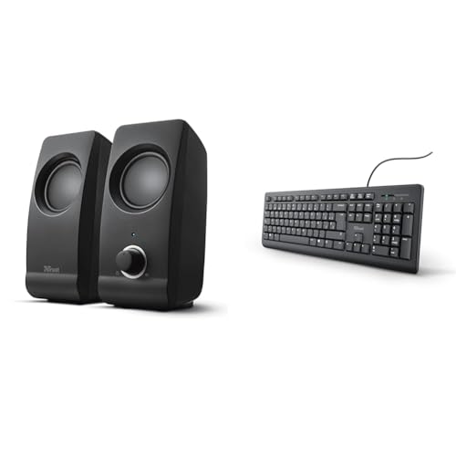 Teclado con cable de 1.8m y altavoces estéreo con respuesta frecuente de 50 a 20000 Hz