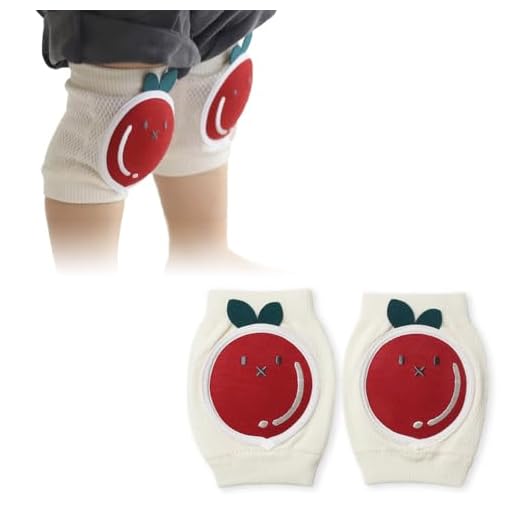 MEREBE Baby Knee Protection Pads (Apple) for Toddler, 0.24 inch EVA Foam as Shock-Absorbent Material, Breathable, Stretchable, Soft Mesh Craft Elastic Band, 8 Different Designs for Baby Boys and Girls