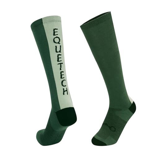Image of Equetech StridePro Long Riding Socks, Grey and White, 2 Pairs (Forest Green)