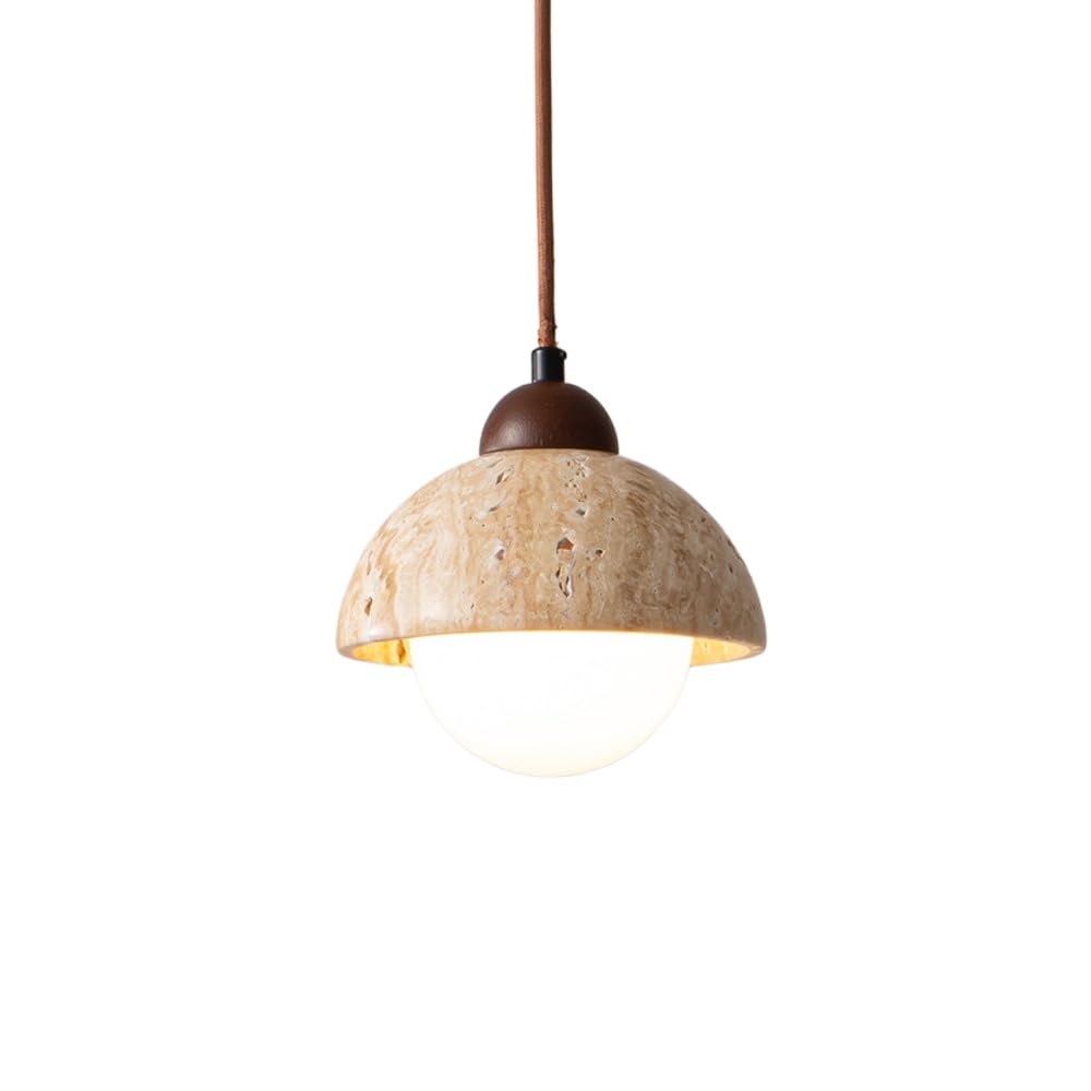 Lámpara de mármol colgante de lujo nórdico con esfera de vidrio lechoso para comedor elegante
