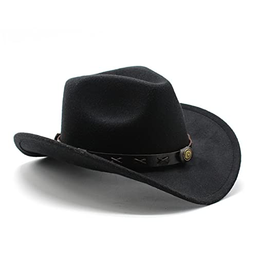 Jokejojack Western Cowboy Hat For Men Women Classic Wide Brim Fedora Outdoor Hat With Leather Band Couple Cowboy Hat Black #TOP5