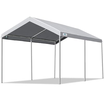 ADVANCE OUTDOOR 10x15 ft Heavy Duty Carport Potable Car Canopy Garage Party Tent Boat Shelter, Adjustable Height from 9.5 ft to 11 ft, Gray