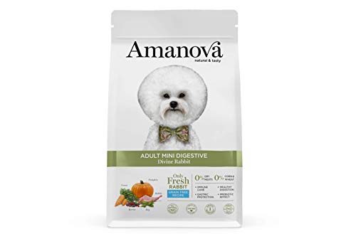 Amanova Cibo Secco Super Premium per Cani di Taglia Piccola con Stomaco sensibile Gusto Coniglio - 100% Naturale, ipoallergenico e monoproteico - Grain Free - Cruelty Free - Formato da 2 kg