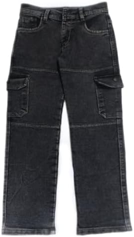 Sky Heights Boys Solid Cargo Denim Jeans