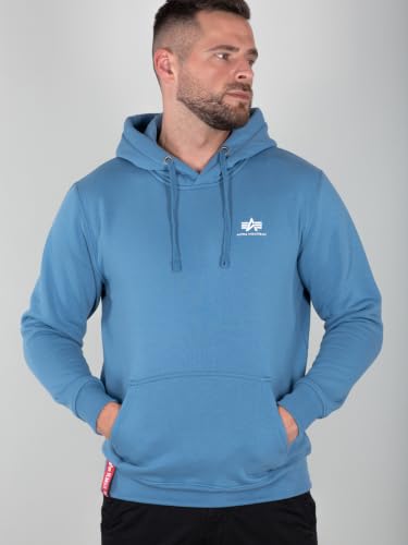 Alpha Industries Basic Hoody Small Logo Kapuzensweat für Herren Airforce Blue – Ansicht 3