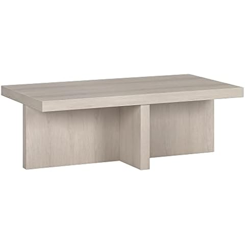 Henn&Hart 44" Wide Rectangular Coffee Table in Alder White, for Home, Living Room, Bedroom, Entertainment Room, Office Cover