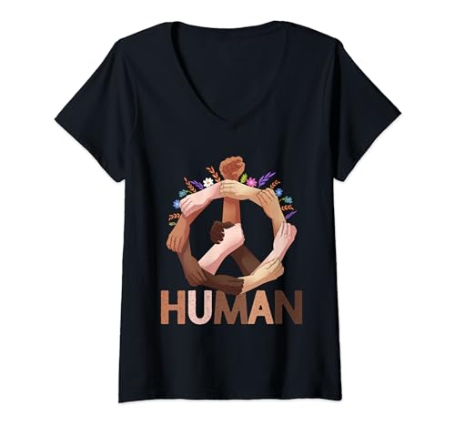 Mujer Regalos del Mes de la Historia Negra Juneteenth 2022 We Are All Human Camiseta Cuello V