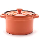 【Durable et convivial】 Ce logiciel de cuisine en céramique enduit d'émail a des poignées en boucle plus larges, un couvercle en céramique