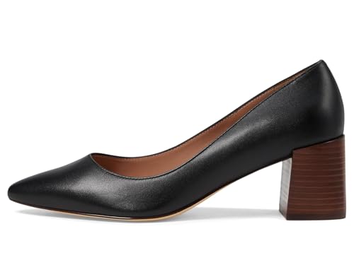 Cole Haan Cole Haan Womens Cassandra Block Heel Pump, Black Leather/Brown Stack, 8-B US