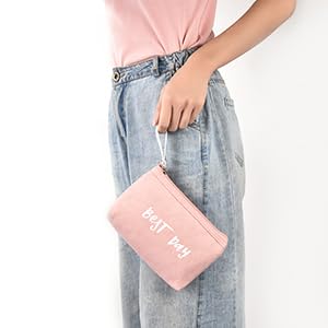 INSOUR 3 Stück Reise Kosmetiktaschen Federmäppchen Kulturbeutel Kleine Make-up-Tasche mit Reißverschluss (Dunkelblau + Hellblau + Rosa)