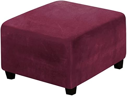 LiveGo Ottoman Cover, Footstool Cover, Ottoman Slipcovers Rectangle,Velvet Chair Cover Protector for Living Room Soft Touch Elastic Detachable Stool Cover Slipcovers (Hypodermal Colour, Medium)