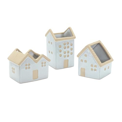 Melrose 85786 House Planter, Set of 3, 3.5" L x 6.25" H, Porcelain