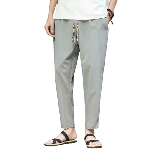 Pantalon sarouel homme en soie glacée court style chinois