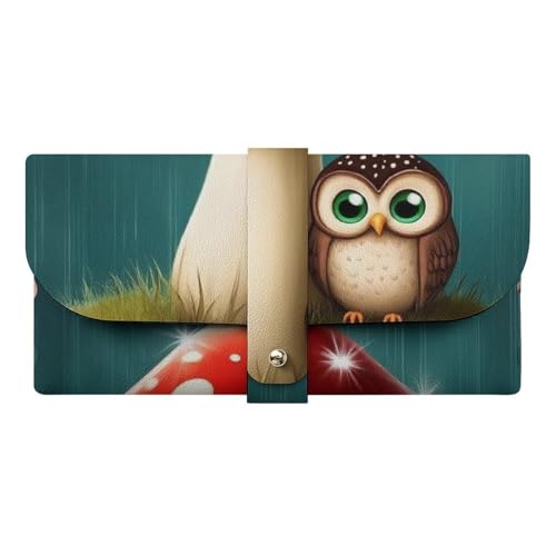 CWECVWE Fashion Portable Sunglass Pouch For Daily Use Eyeglass Case For Women Men Cute Owl Mushroom
