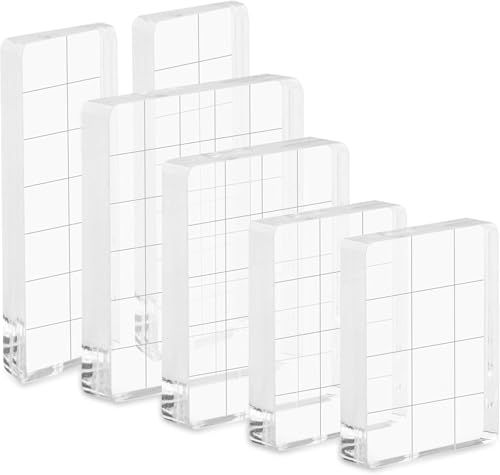 Lot de 6 blocs de tampons en acrylique transparent pour tamponnage, bloc de tampons décoratifs, bloc de tampons pour scrapbooking, travaux manuels, bloc de...