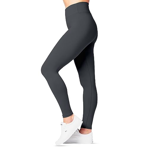 SATINA Womens High Waisted Leggings -, Leggings for Regular & Plus Size Women, 3 Inch Waistband, Charcoal, One Size, 14.99,