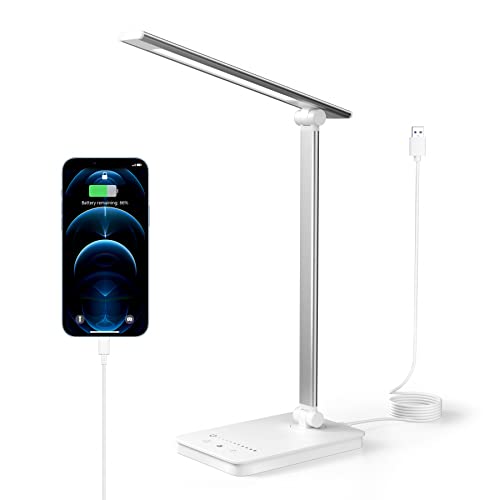 anyts Lampe de Bureau LED, Dimmable Lampes de Table 10 Niveaux de Luminosité 5 Modes de Couleur, 10W Lampe Bureau (adaptateur exclure) Cover