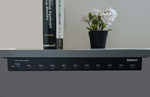 Sedna - 19 Inch 1U Rack Mount 10 Port Usb 3.2 Gen Ii Hub (10Gbps) With 5V 10A Ac/Dc Adapter #TOP3
