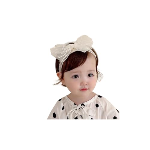 Cute Lace Bow Baby Girls Headbands White Knot Headband Soft Chiffon Hair Band for Newborn Infant Toddler Kids Hair Accessories (Ivory B)
