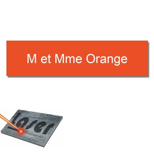 Placa grabada para timbre intercomunicador autoadhesivo, 6 x 1,5 cm, personalizada, 1 a 2 líneas, color naranja