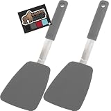 NON-SCRATCH HEAD: finally, a silicone spatula that won’t scratch your nonstick cookware; heat resistant spatula features a durable but gentle silicone head which will keep your baking pans, cookie sheets and stove frying pans looking good as new; for...