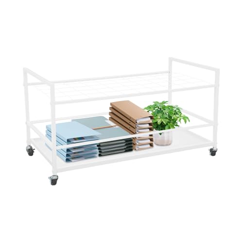 CuCummoo Blaupausen Aufbewahrungsregal, Blaupausenhalter mit 50 Fächern und Rädern, Blaupausen Aufbewahrungswagen für Karten, Poster, Architektur, Rollordnerhalter für Büro Schule Studios (Weiß)