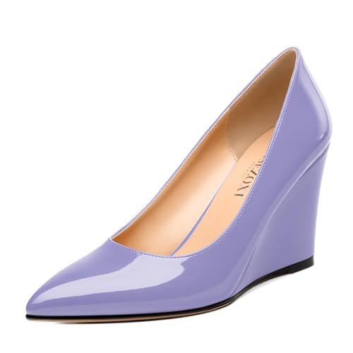 Womens Wedge Heel Pumps Shoes, Pointed Toe High Heel Dress Shoes for Women 3.3