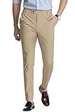 GINGTTO Pantalones Chinos Hombre Slim Fit Elásticos Pantalón Vestir para Hombres Ajustado Stretch Trousers Caqui 34/30